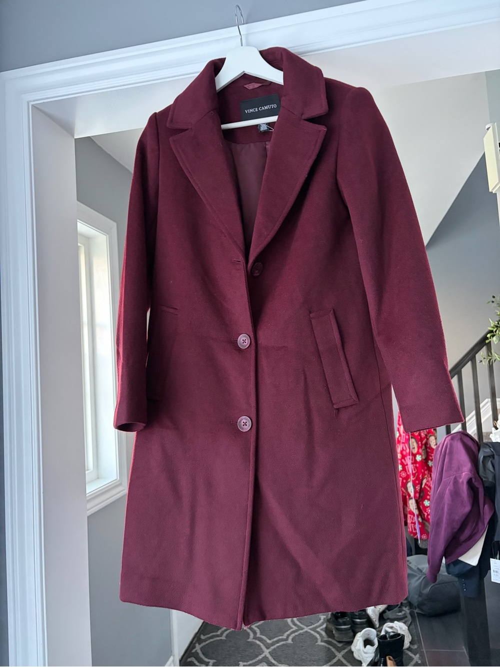 Vince Camuto Women's Burgundy Wool blend Coat NWT XS